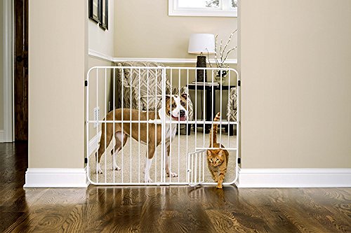 Carlson Extra Tall Metal Expandable Pet Gate White, Includes Small Pet Door 32" Tall x 22" - 38" Wide - size: 32" Tall, 22-38" Wide