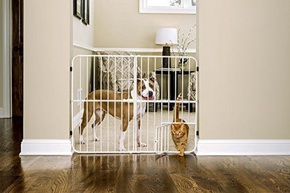 Carlson Extra Tall Metal Expandable Pet Gate White, Includes Small Pet Door 32" Tall x 22" - 38" Wide - size: 32" Tall, 22-38" Wide