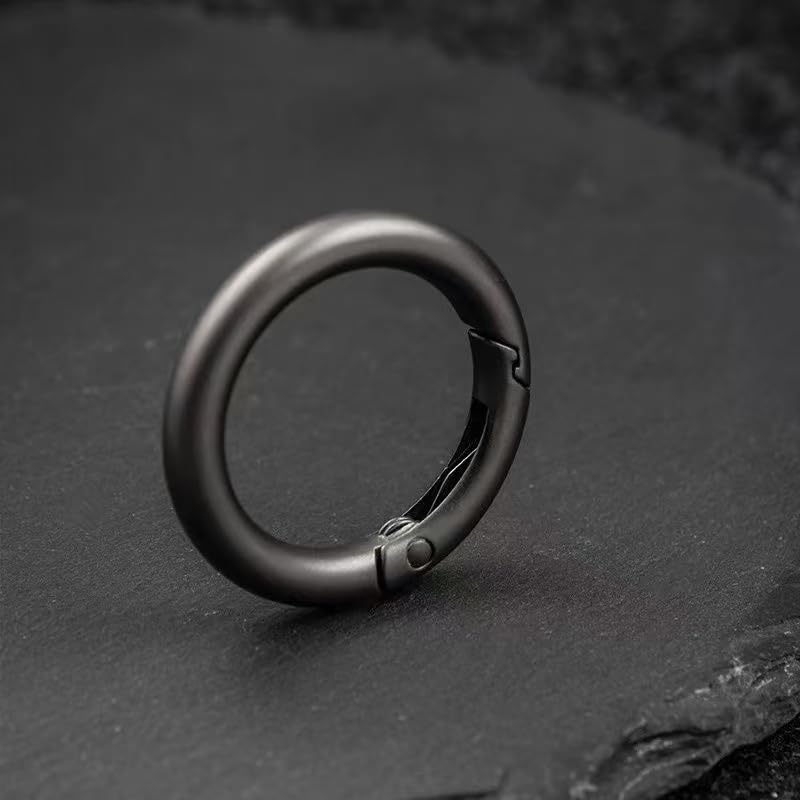 Gun Black 1in 2.5cm 4Pcs Spring O-Rings Hook for Bag Wallet Strap Keyring