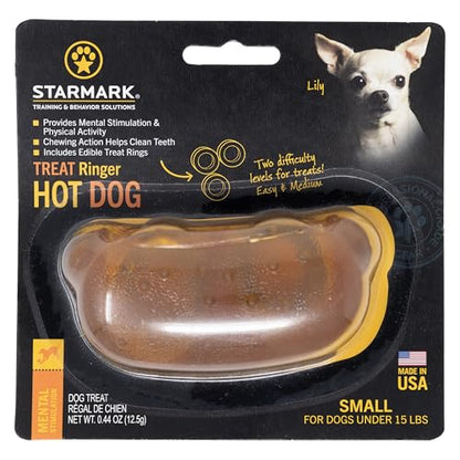 Starmark Treat Ringer Hot Dog Toy for Small Dogs - color: Brown, size: Small