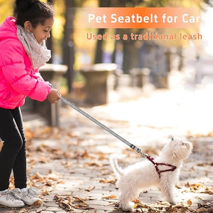 Seyezo Retractable Dog Harness with Adjustable Seatbelt and Reflective Strap for Vehicle Safety, Heavy Duty & High Elastic Tension, Grey - color: 2PCS Grey