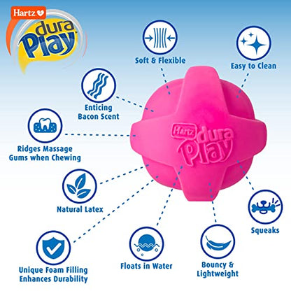 Hartz Dura Play Bacon Scented Squeak Ball Dog Toy for Small Breeds, 36 Pack - size: 3 Count (Pack of 12), style: Small Ball