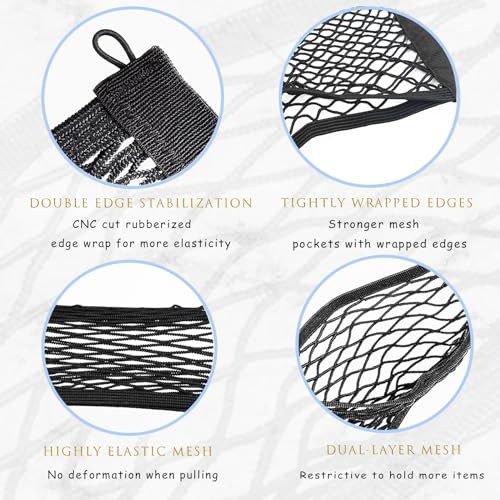 2 Pcs Small Cargo Net, 21.6 ×9.8in Car Storage Net Pocket Automotive Cargo Nets Stretchable Cargo Net Storage Mesh Net with 8 Mounting Screws and Hooks Cargo Netting for SUV Car Truck - size: 21.7 x 9.8 inches