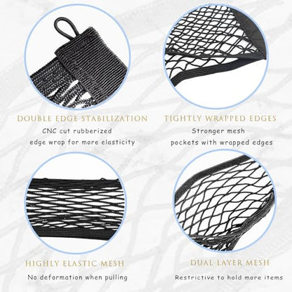 2 Pcs Small Cargo Net, 21.6 ×9.8in Car Storage Net Pocket Automotive Cargo Nets Stretchable Cargo Net Storage Mesh Net with 8 Mounting Screws and Hooks Cargo Netting for SUV Car Truck - size: 21.7 x 9.8 inches