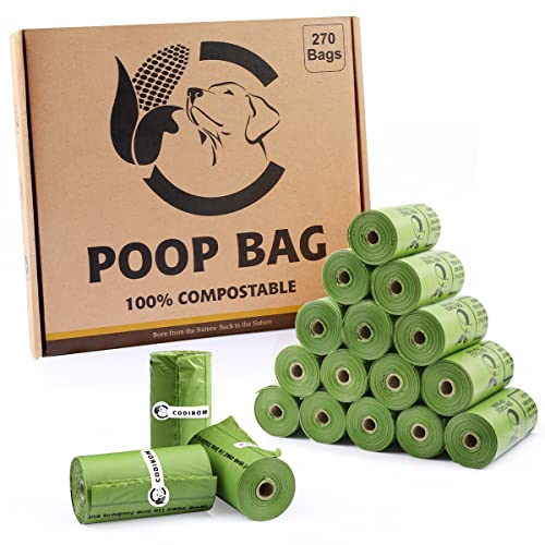 Certified Compostable Dog Poop Bags, 270 Count Landfill Friendly and Leakproof Waste Bags, Easy Open Unscented Forest Green Poop Bag for Dog, 15 Doggy Bags Per Roll (18 rolls) - color: Forest Green, size: 270 Count (Pack of 1)