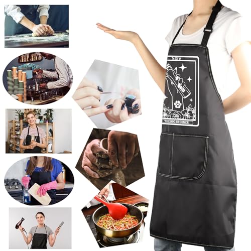 MBMSO Pet Grooming Apron Dog Lovers Gift Groomers Apron Dog Grooming Gift for Dog Mom Dog Stylist Apron Pet Salon Owner Gifts