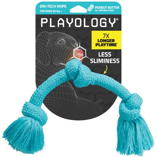 Playology Dog Toys | Dri-Tech Rope Tug of War Dog Toy for Tough Chewers | Peanut Butter Scented Jumbo Tug Rope Toys for Large Dogs - size: Jumbo, style: Peanut Butter