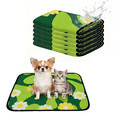 Qeils Reusable Puppy Pads for Small Dogs, Washable Pee Pads with Non-Slip , Absorbent Leakproof Mat for Crates, Playpens, Pet Beds & Whelping, Indoor Potty Training Grass Green, 18"x24", 6 Pack - size: 18"x24"(Pack of 6)
