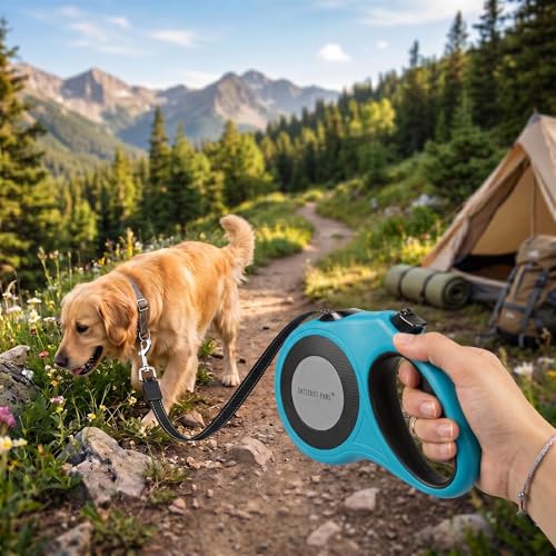 XL 16FT Retractable Dog Leash for Large Dog up to 120 lbs, Chew Proof Steel Wire Extender, One-Hand Brake & Lock, Tangle-Free Heavy Duty Walking Leash XL Blue - color: Blue