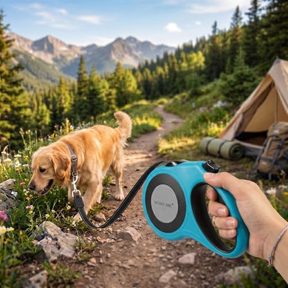 XL 16FT Retractable Dog Leash for Large Dog up to 120 lbs, Chew Proof Steel Wire Extender, One-Hand Brake & Lock, Tangle-Free Heavy Duty Walking Leash XL Blue - color: Blue