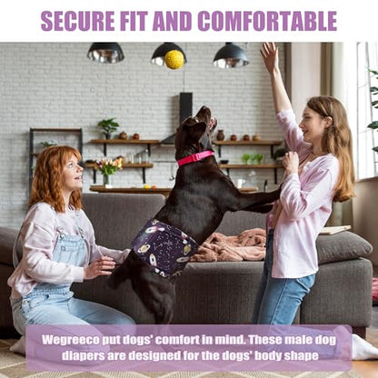 wegreeco Washable Male Dog Belly Band (Stylish Pattern) - Pack of 3 - Dog Diapers Male - Washable Male Dog Belly Wrap (Interstellar, X-Small) - color: Interstellar, size: X-Small (Pack of 3)