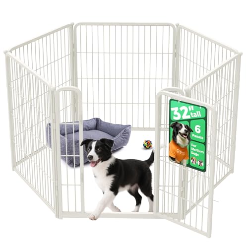 FXW Homeplus Unleashed Indoor Dog Playpen - Stress-Free and Safe Play, Heavy Duty 32 Inch 6 Panels Dog Pen for Small and Medium Dogs, White│Patented - color: White, size: 32"H