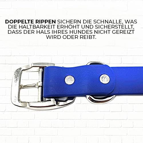 Regal Dog Products Medium Blue Dog Collar with Heavy Duty Double Buckle & D Ring | Vinyl Coated, Custom Fit, Adjustable Biothane Dog Collar | Chew Resistant Waterproof Center-Ring Collar for Dogs - color: Blue, size: Medium