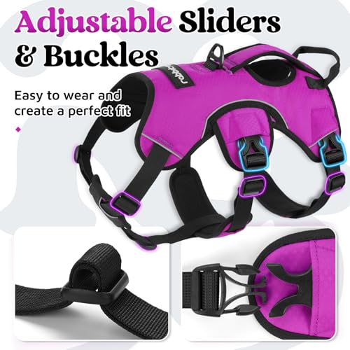 rabbitgoo Escape Proof Dog Harness, Soft Padded Full Body Pet Harness, Reflective Adjustable No Pull Vest with Lift Handle and Leash Clip for Large Dogs Walking Hiking Training, M, Purple - color: Purple, size: Medium (Pack of 1)