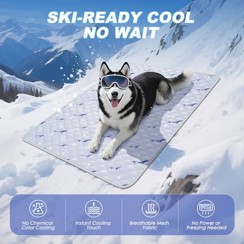 Dog Cooling Mat, Cooling Mat for Dogs, Breathable Dog Bed with Non-Slip Design, Portable & Washable Pet Pad for Indoor, Outdoor, Crate, Summer Cat Bed, Cool Pet Pad, Gel-Free, 39"x58" - size: 39"x58"(L)