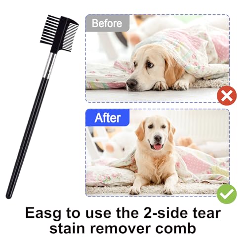 6 Pack Flea Comb for Cats Dogs,Stainless Steel Dog Cat Grooming Combs With Rounded Teeth,Double-Sided Tear Stain Remover,Dematting Comb For Dogs Cats Ideal for Small, Medium & Large Pets (Blue) - color: NEW Blue
