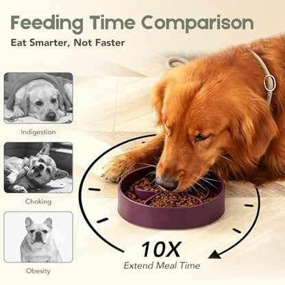 Slow Feeder Dog Bowl, Ceramic Dog Bowls 1.5 Cup Slow Feeding Bowl for Small and Medium Breed, Puzzle Dog Food Bowl for Fast Eater (Purple) - color: Purple