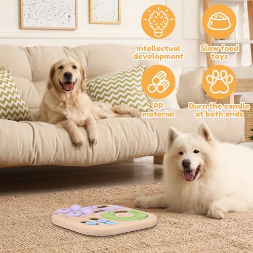 Interactive Dog Puzzle Toys Treat Dispensing Slow Feeder for Training and Mental Stimulating Dog Enrichment Toys for Puppy Cats Pet(Beige) - color: Beige