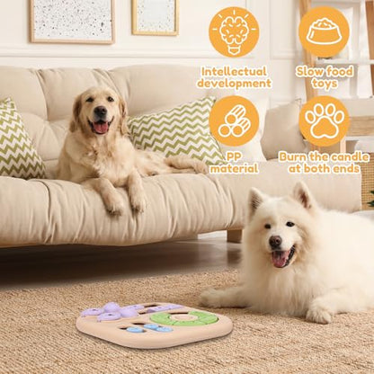 Interactive Dog Puzzle Toys Treat Dispensing Slow Feeder for Training and Mental Stimulating Dog Enrichment Toys for Puppy Cats Pet(Beige) - color: Beige