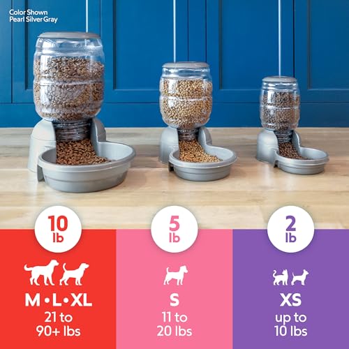 Petmate Replendish Automatic Dog Feeder Gravity Pet Treat Dispenser with Microban Protection Base, Wide Mouth Bowl, 100% BPA Free - 2 lb - size: Small