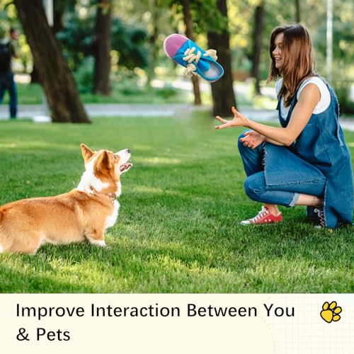 Vocheer Durable Dog Chew Toy - Interactive Squeaky Shoe Toy for Puppy to Medium Dogs, Machine Washable (Blue) - color: Blue