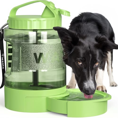 Portable Dog Travel Water Bottle - 77oz Large Travel Water Bowl for Dogs Camping Hiking Beach Traveling Essentials,Big Pet Bottles Bowl Water Dispenser for On The Go Park Car Walking Accessories - color: Olive Green, size: 77OZ
