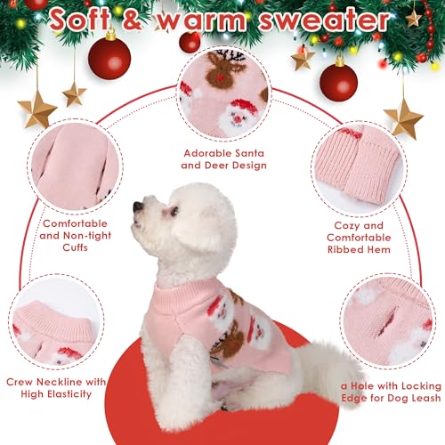 LUBOT NEW Ugly Christmas Sweaters for Puppy Cute Funny Wintertime and Holiday Parties Knitted Pullover Sweater Small Dog Santa&Deer Pink X-Small - color: Pink Deer, size: X-Small