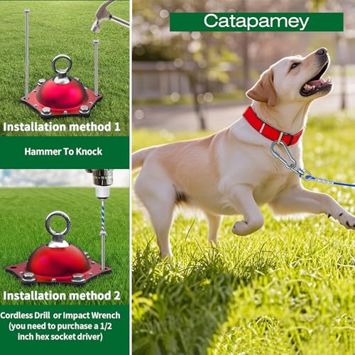 Dog Tie Out Cable and Stake for Yard,(up to 200lbs) 360°Swivel Dog Run Anchors- No Tangle,with 20FT Heavy Duty Tie Out Cable,Runner for Yard,Ideal for Outdoor Camping - size: dog stake Red/20ft/200lbs