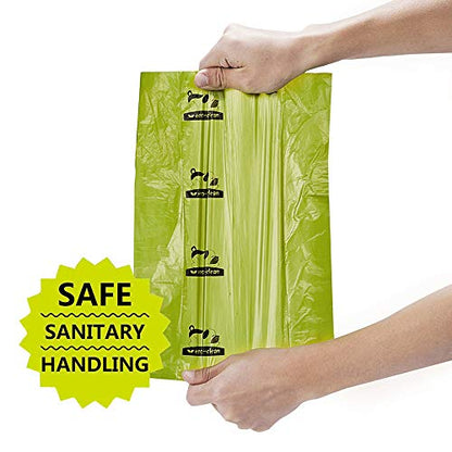 ECO-CLEAN Dog Poop Bags, 24 Rolls/360 Bags with Dispenser, Dog Waste Bags, Unscented, Leak-Proof, Easy Tear-Off - color: Green