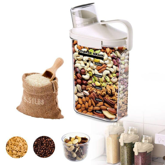 LANGMINGDE 1 Piece Cereal Containers Storage, 2.5L/85oz Rice Airtight Storage Container, BPA Free Clear Plastic Cereal Dry Food Flour Bin, Dog Cat Food Dispenser with Measuring Cup, for Kitchen Pantry
