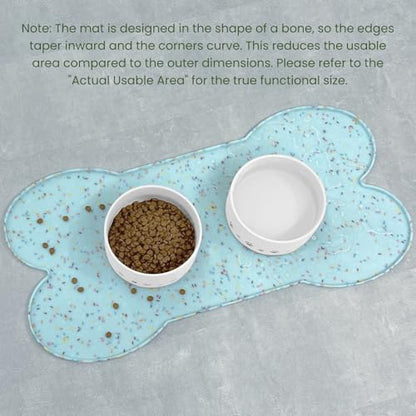 PWTAA Dog Food Mat Anti-Slip Silicone Dog Bowl Mat Thicker Pet Placemat Waterproof Cat Feeder Pad with Raised Edge Puppy Kitten Feeding Mats Suitable Small Medium-Sized Dogs Cats Eating Tray - 2PCS - color: Donut Blue, size: 19.4" x 9.8"-2PCS