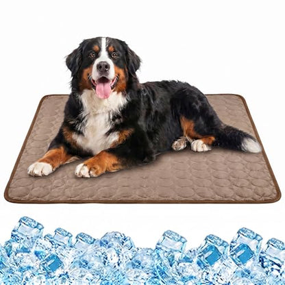 Dog Cooling Mat, 2026 Upgraded Pet Ice Silk Mat, Pet Cooling Mat Ice Silk Coolings Mats for Dogs & Cats, with Non-Slip & Foldable Summer Reusable Pets Cool Mats (Coffee, XL-39×30") - color: Coffee, size: XL-39"×30"