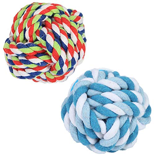 Dog Rope Ball 2Pack - Medium Breeds Knot Ball Rope Toys for Puppies to Medium Dogs, Teething Chewing, Tug and Boredom Relief