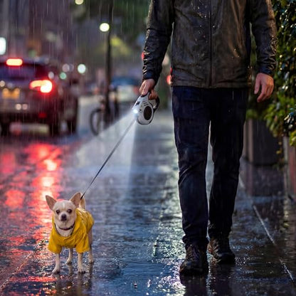 Retractable Dog Leash with USB Rechargeable Flashlight for Night Walks, 16FT Automatic Telescopic Tractor Dog Leash for Small and Medium Dogs, Grey - color: Grey