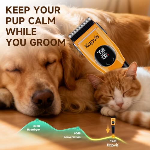 Dog Clippers for Grooming Thick Hair with LED Light,Poodle Grooming Kit with 6 Guide Combs for Dogs Cats Sheep Animals - color: Green