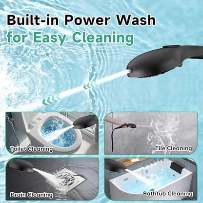 BRIGHT SHOWERS High Pressure Shower Head with Handheld, 9 Spray Settings Showerhead Built in Power Wash to Clean Tub and Pets, Extra Long 69" Hose, Adjustable Bracket, Oil-Rubbed Bronze - color: Oil Rubbed Bronze, style: 1.8 GPM | 9 Modes