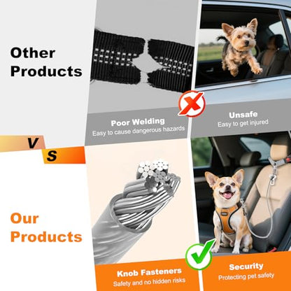 Dog Seat Belt for Car,Chew Proof Dog Car Seat Belt,2 in 1 Car Harness for Dogs Safety Seat Belt,Heavy Duty Pet Seat Belt for Medium & Large Dogs Chewer - size: 2 Pack(Grey)