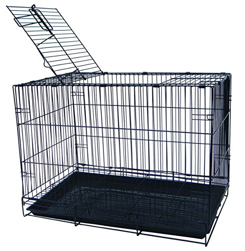 YML Pet Kennel with Wire Body and Plastic Tray (1 Pack), Small, Black (SA20GBLK) - size: Small