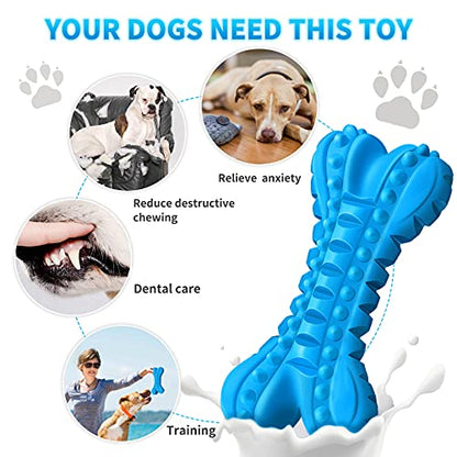 LEGEND SANDY Dog Toys for Aggressive Chewers Large Breed, Durable Dog Bones Squeaky Chew Toy, Nearly Indestructible Dog Toys for Large, Tough Natural Rubber Puppy Chew for Medium Teeth Cleaning - color: Bone-Blue