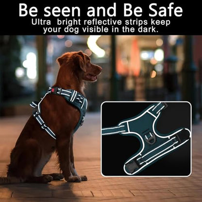 Timos Dog Harness Small Sized, No Pull Pet Harness with Neck Lockable Snap, No Choke Front Clip Reflective Vest, Adjustable Metal Rings 3 Buckles, Easy Control Handle for Small Dogs Blackish Green S - color: Lock Blackish Green, size: Small (Pack of 1)
