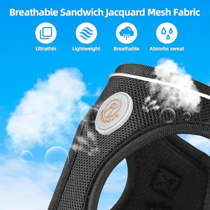 Soft Mesh Dog Harness and Leash Set, No Pull Puppy Harness and Leash Set, Reflective Step in Harness for Small Medium Dogs, Easy Walk Escape Proof Vest Harnesses (Black, L) - color: Black, size: L