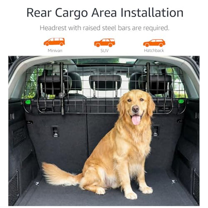Amazon Basics Adjustable Dog Car Barrier for Vehicles, 59.72 x 5.20 x 16.46 in, Black