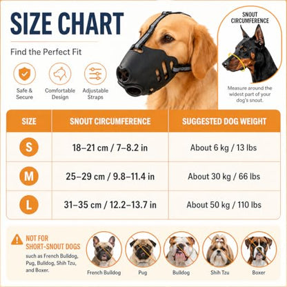 Dog Muzzle, Soft Basket Muzzle with Adjustable Reflective Straps, TPE Mouth Guard Allows Panting Drinking and Treats, for Grooming Walking Training Vet Visits, Black (Small) - size: Small