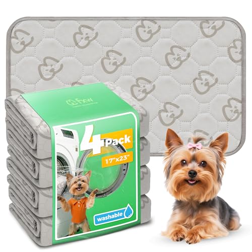 FXW Washable Pee Pads for Dogs, Puppy Pads with Super Absorbent, Specifically Designed for 24inch Cages, 17" x 23" Rectangle, Khaki, 4 Packs - color: Khaki, size: 17" x 23" (4 Packs)