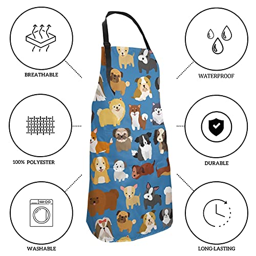 Dog or Paw Apron - 33" x 28" Large with 26" Waist Ties, Lightweight, with 2 Pockets for Your Cooking Essentials - style: Dog and Puppy