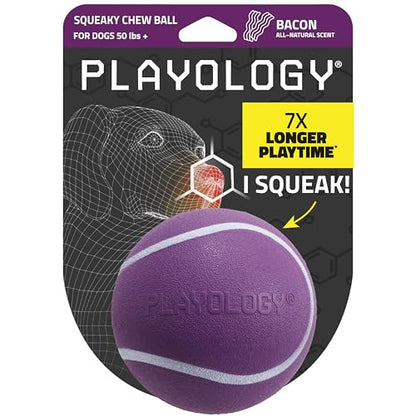 Playology Dog Toys | Squeaky Chew Ball for Large Dogs | Bacon Scented Jumbo Dog Balls | Bouncy Floating Chew Toys for Fetch - size: Jumbo, style: Bacon