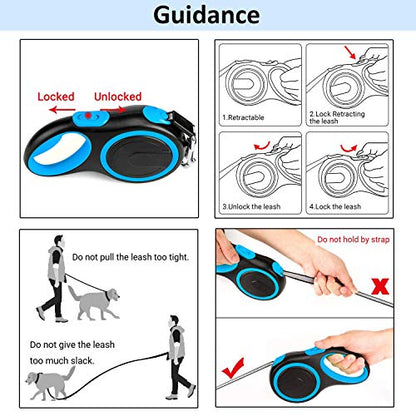 Segarty 2Packs Retractable Dog Leash, 26 Ft, Up to 110 Lbs, 1 Button Break & Lock, 360 Tangle-Free, Heavy Duty Long Dog Lead for Training Walking