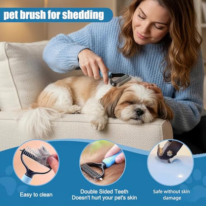 19PCS Dog Bath Kit & Dog Brush Kit for Dogs & Cats - Professional Pet Grooming Tools Set with Shedding Brush, Bath Scrubber, Dematting Comb & Storage Bag - Complete Dog Washing Essentials, Blue - color: 19PCS-Blue
