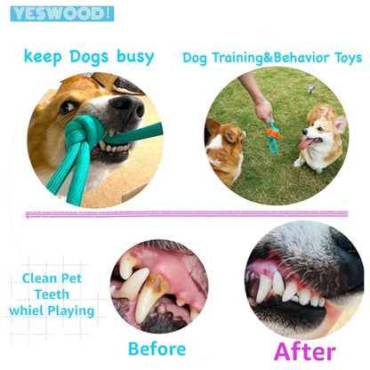 YESWOOD! Tug of War Dog Toy Small Breed,Dog Rope Ball with Two Loop Handles,4-Pack Rope with Ball Attached for Small and Medium Breed 0-80 Pounds,Puppy Interactive Toy
