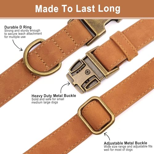 Personalized Dog Collars for Puppies, Custom Soft PU Leather Dog Collar with Engraved ID Name and Number, Adjustable & Durable Pet Collars with Quick Release Metal Buckle,XS(8-13") - color: Light Brown-Engraving, size: X-Small: Fit 8-13" Neck